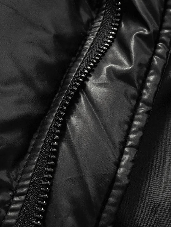 Muffler Scarf Detail Black Puffer Jacket