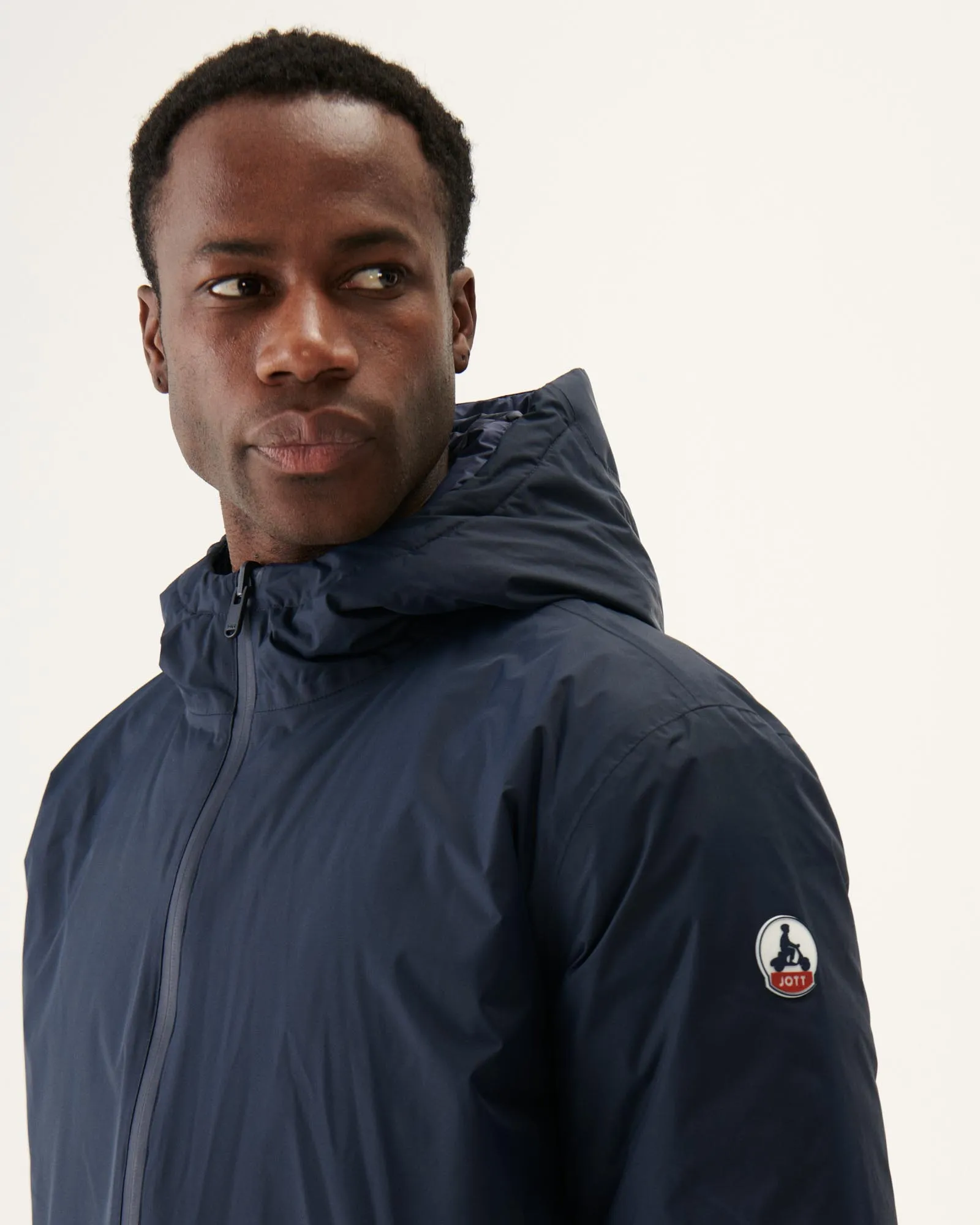 Navy Bergen reversible hooded puffer jacket