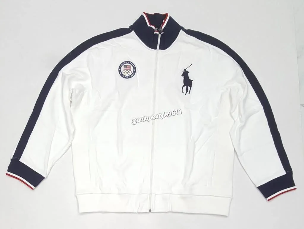 Nwt Polo Ralph Lauren White Big Pony USA Zip Jacket