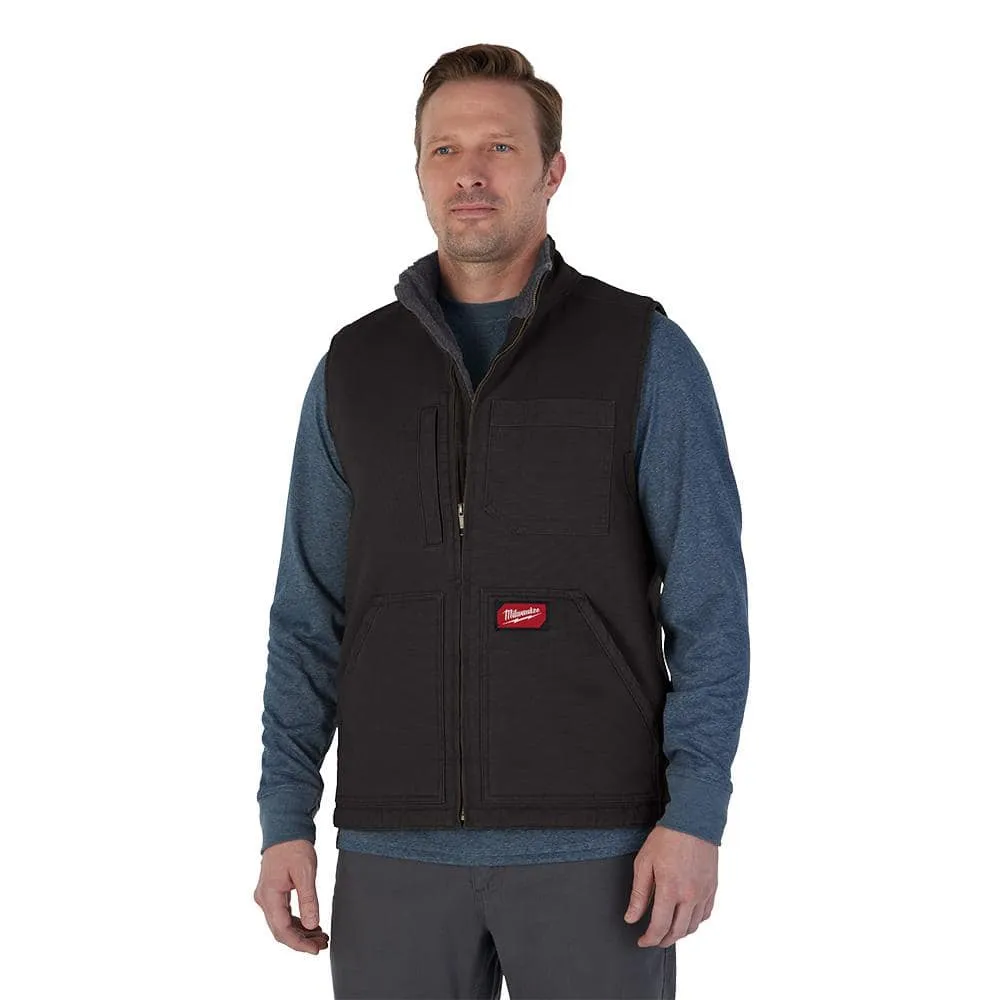 Open Box -  Milwaukee Men's Large Black Heavy-Duty Sherpa-Lined Vest with 5-Pockets