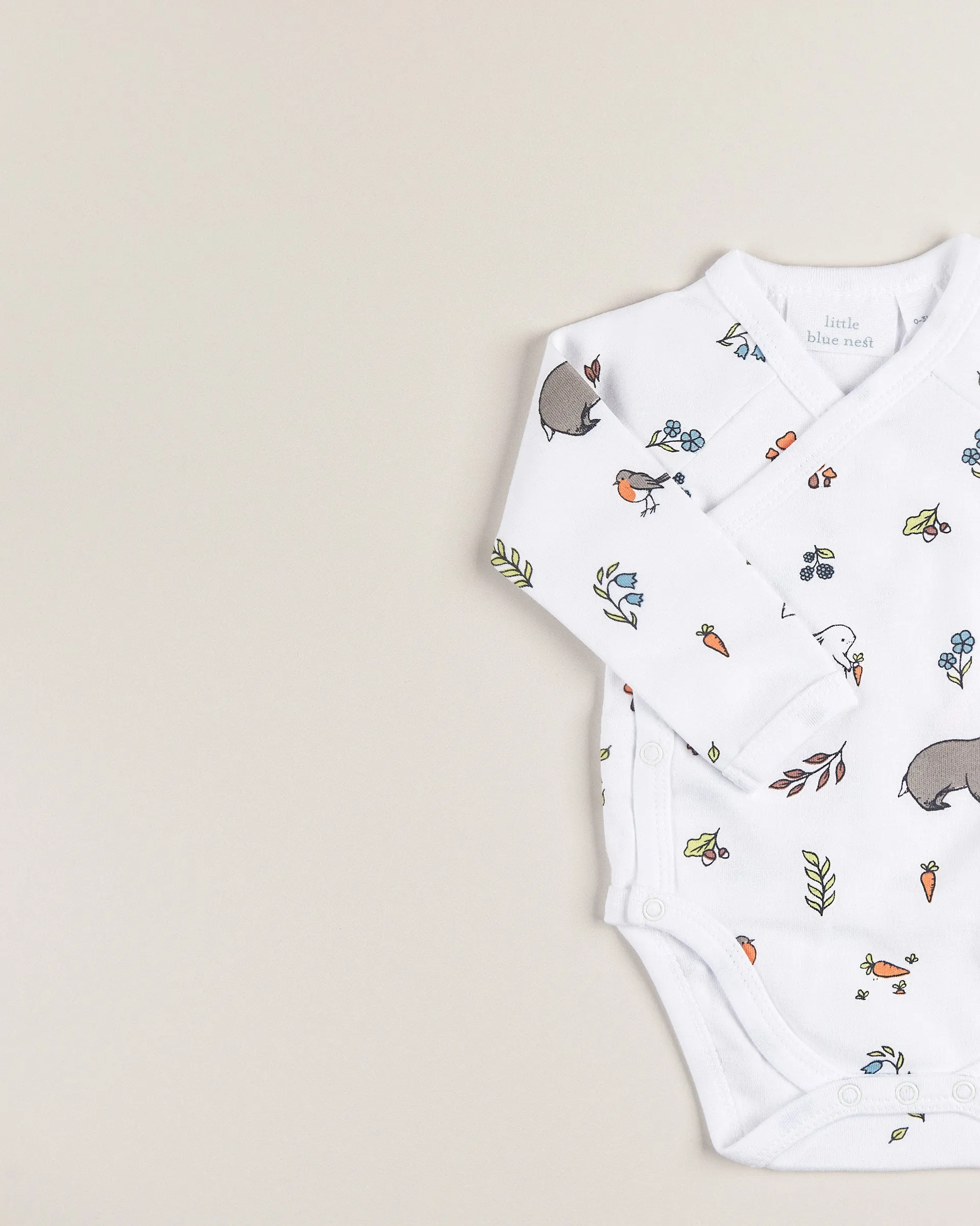 Organic cotton kimono bodysuit - Woodland