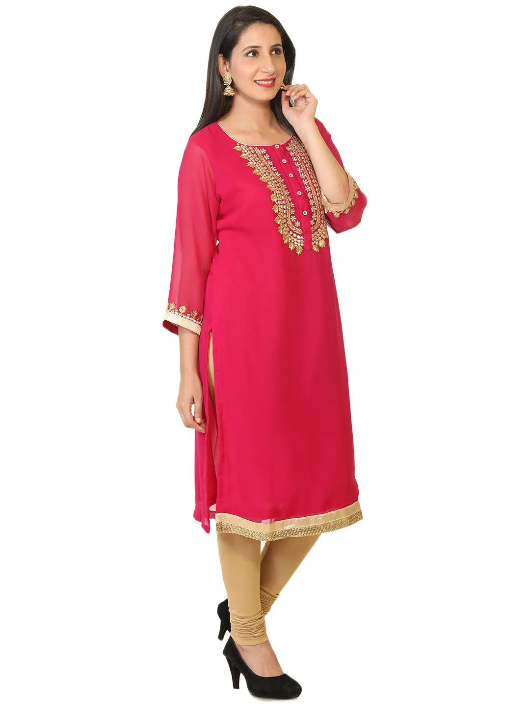 Party Wear Georgette Zari Embroidered Tunic / Kurti