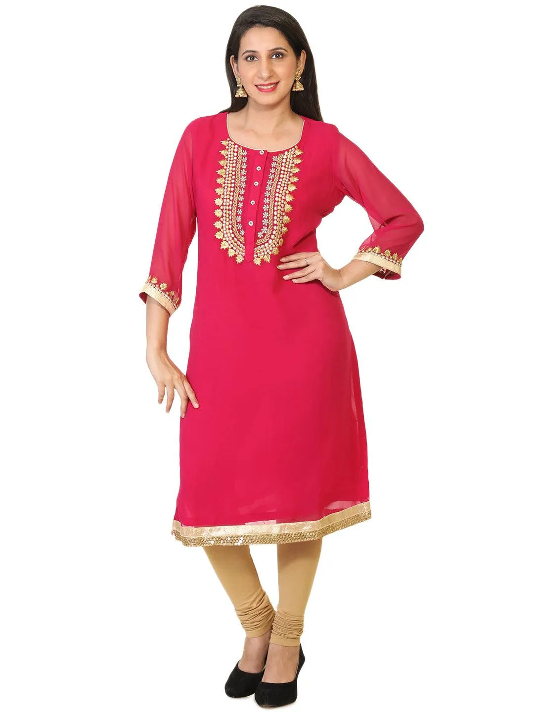 Party Wear Georgette Zari Embroidered Tunic / Kurti