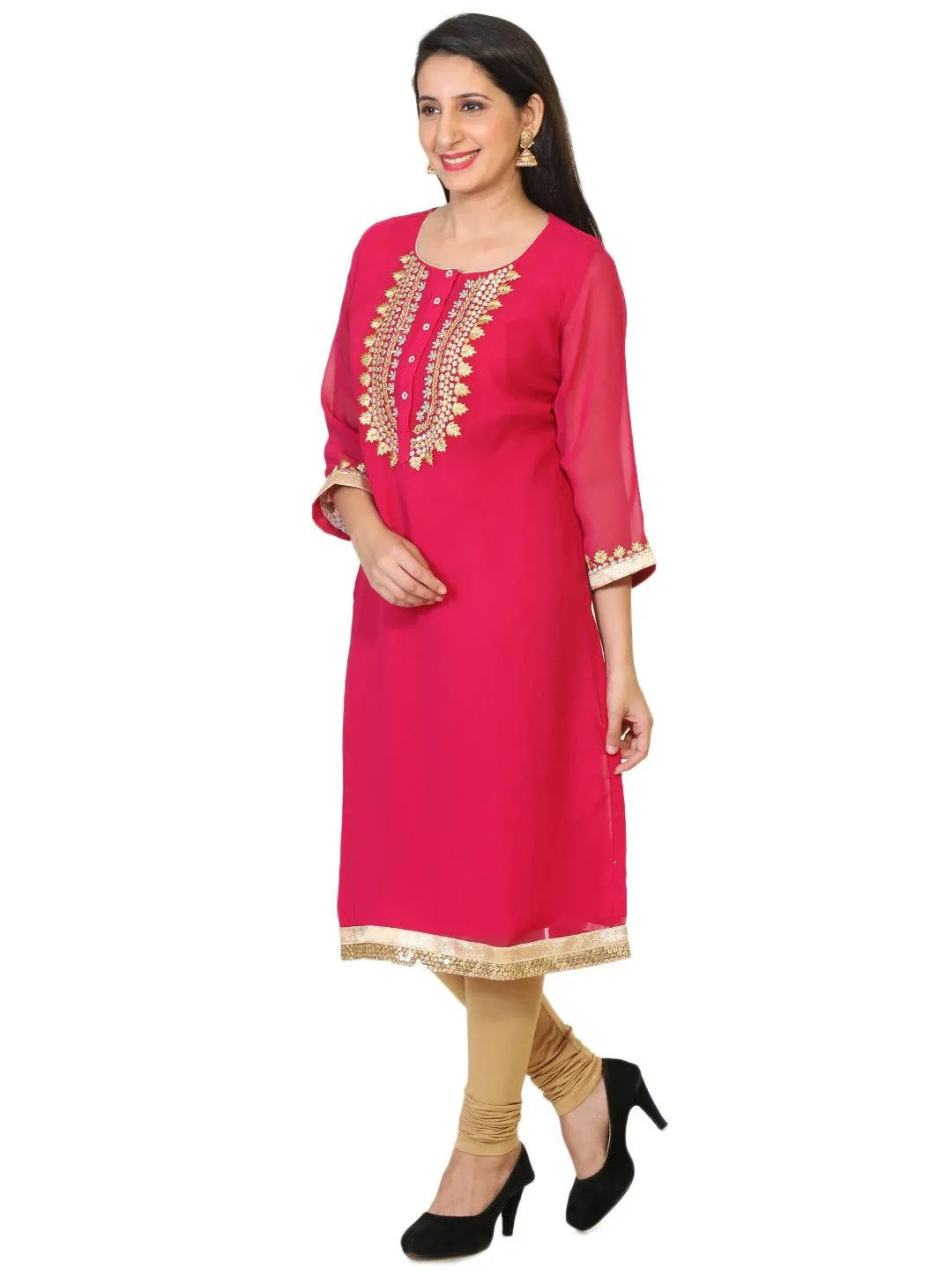 Party Wear Georgette Zari Embroidered Tunic / Kurti