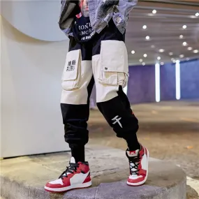 Patchwork Elastic Waist Cargo Sweatpant