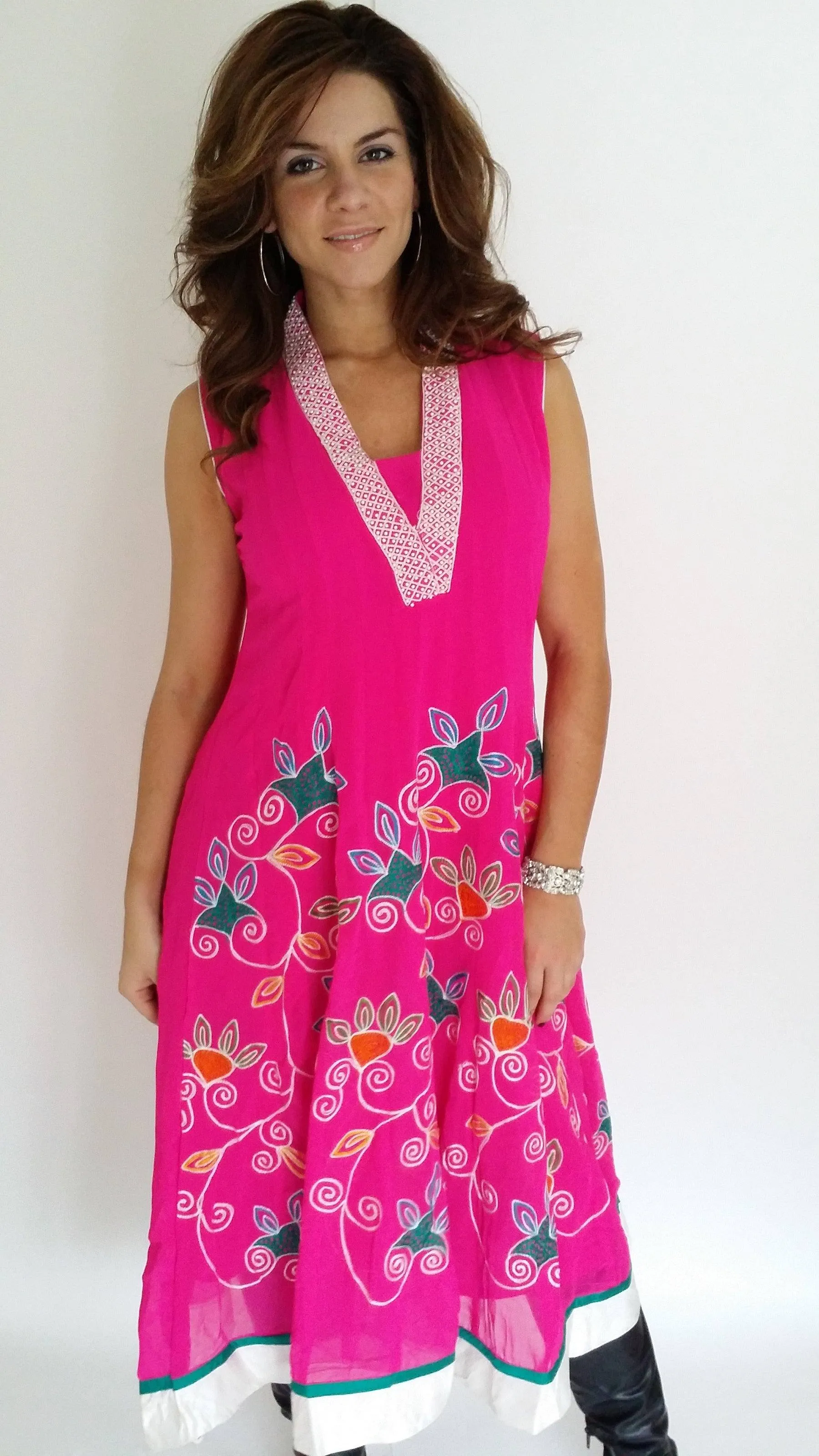 Pink Georgette Party Wear Kurti