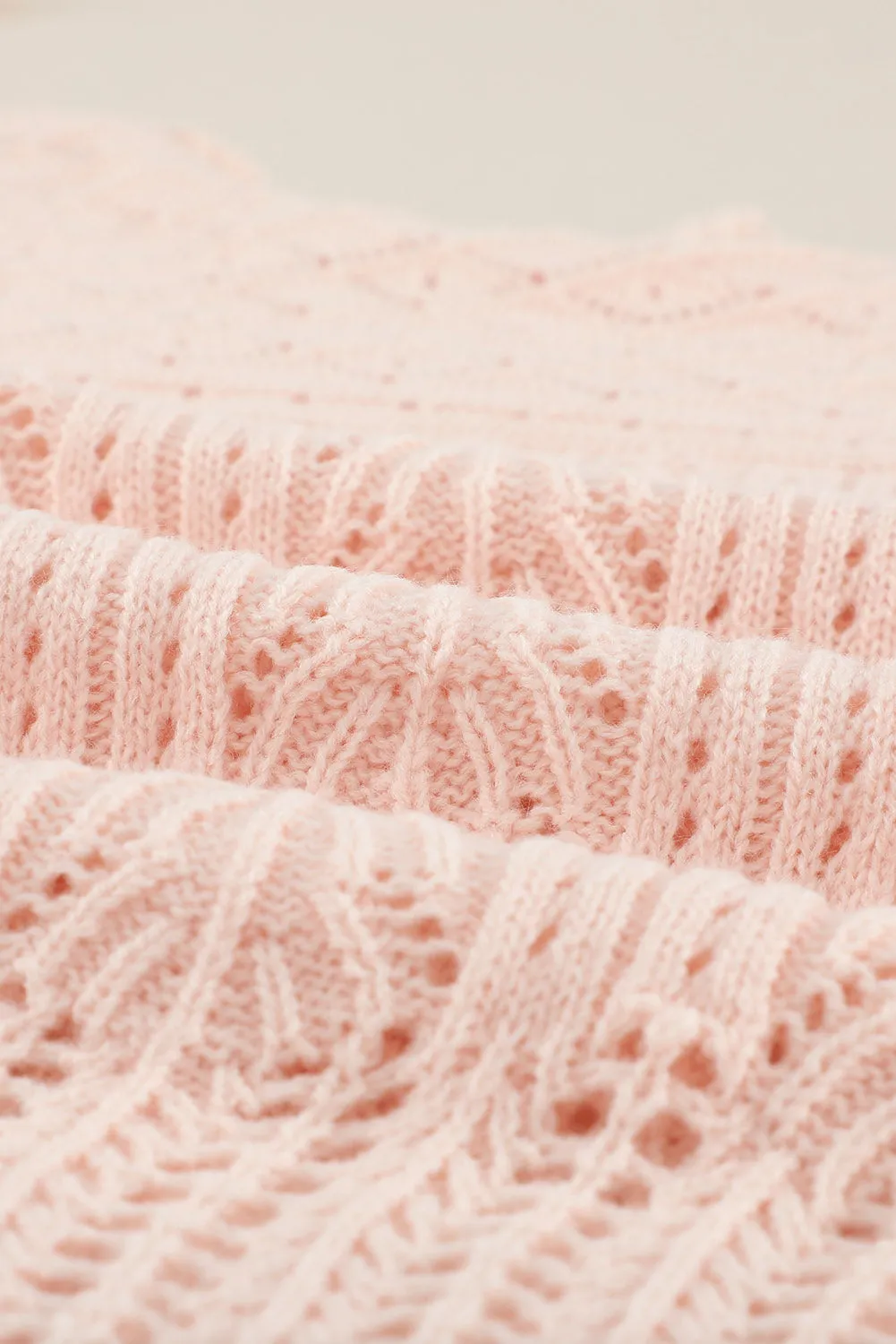 Pink Solid Casual Drop Shoulder Knit Sweater