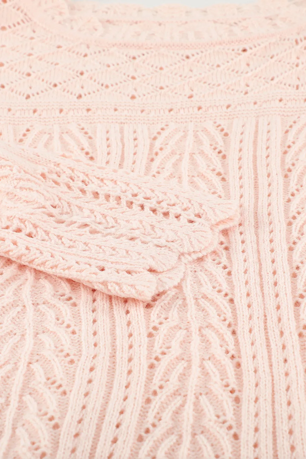 Pink Solid Casual Drop Shoulder Knit Sweater