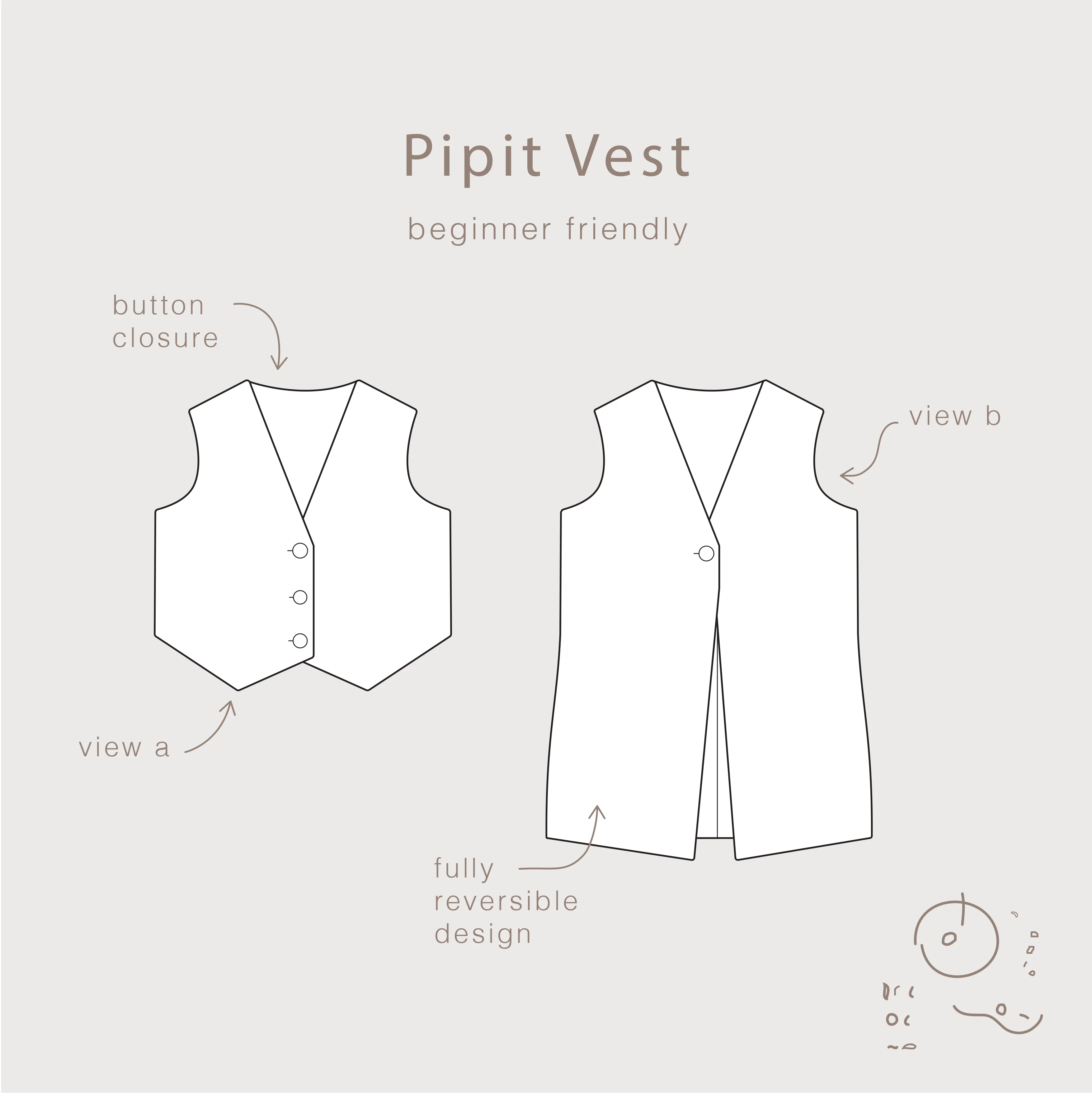 Pipit Vest - Sewing Pattern | Common Stitch