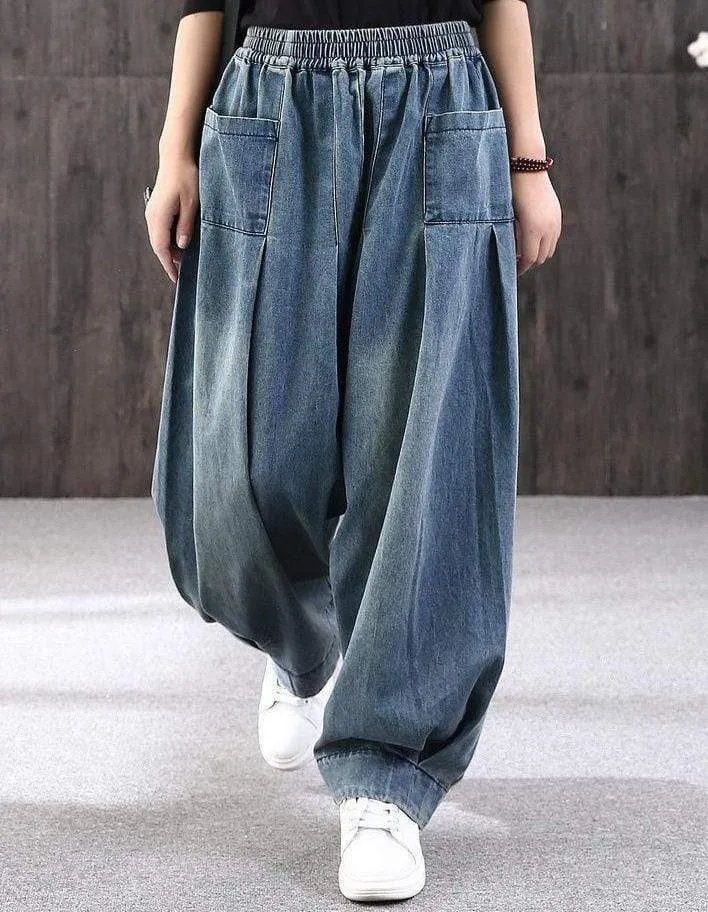 Pleated Baggy Harem Jeans