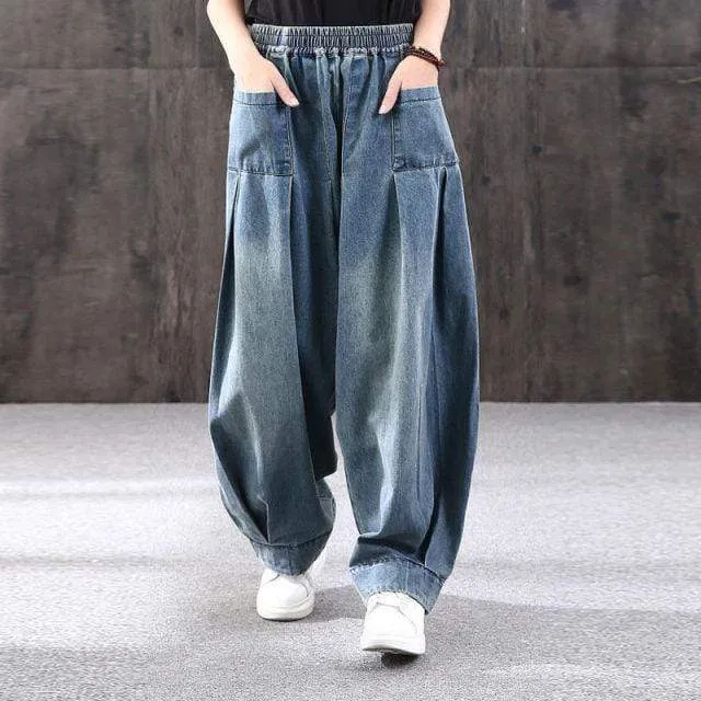 Pleated Baggy Harem Jeans