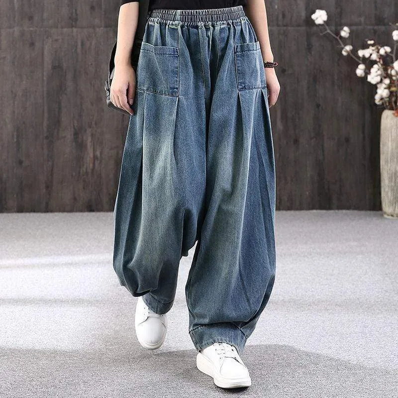 Pleated Baggy Harem Jeans