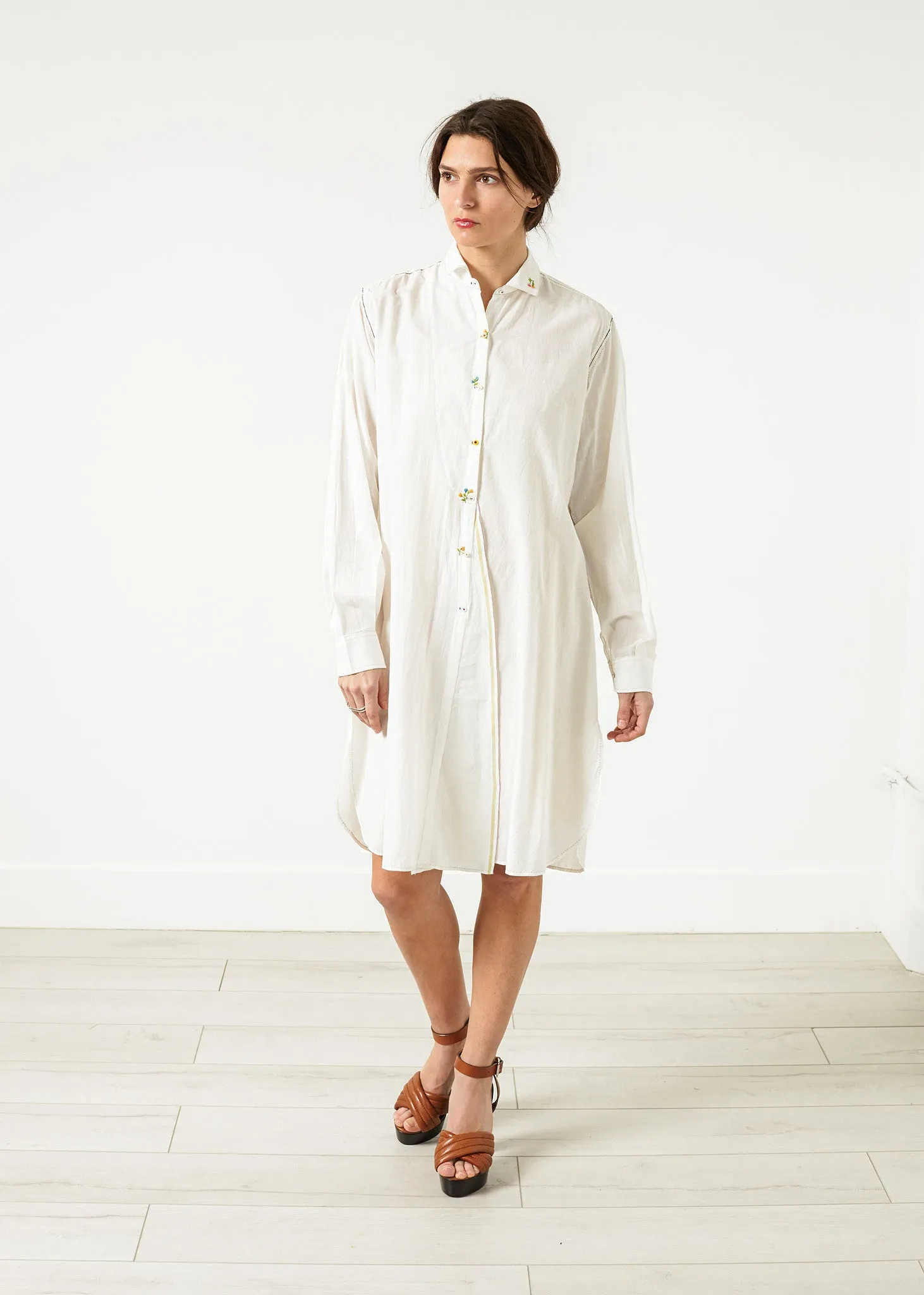 Pleated Sleeve Tunic in White