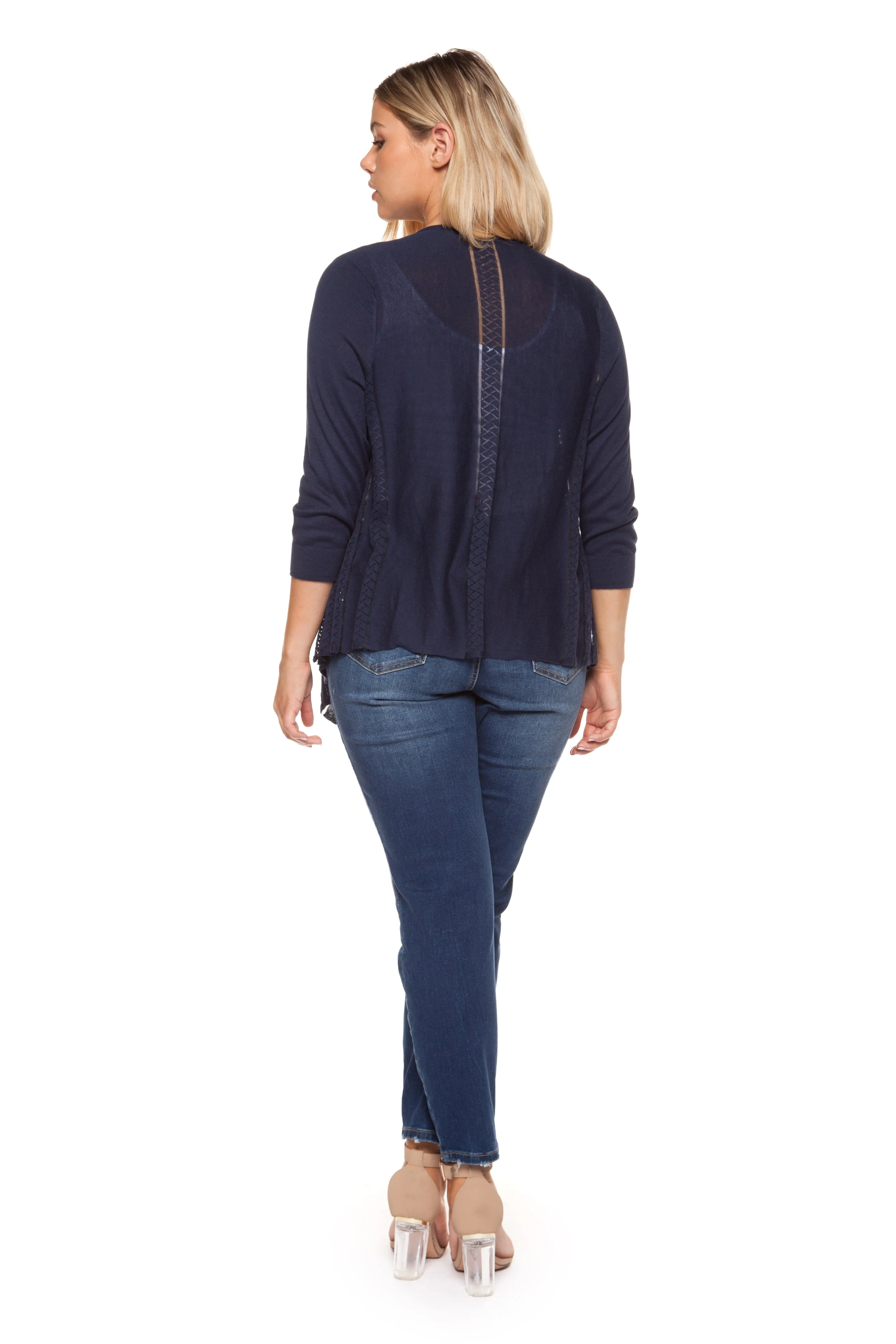 Plus Size Long Sleeve Midnight Blue Cardigan