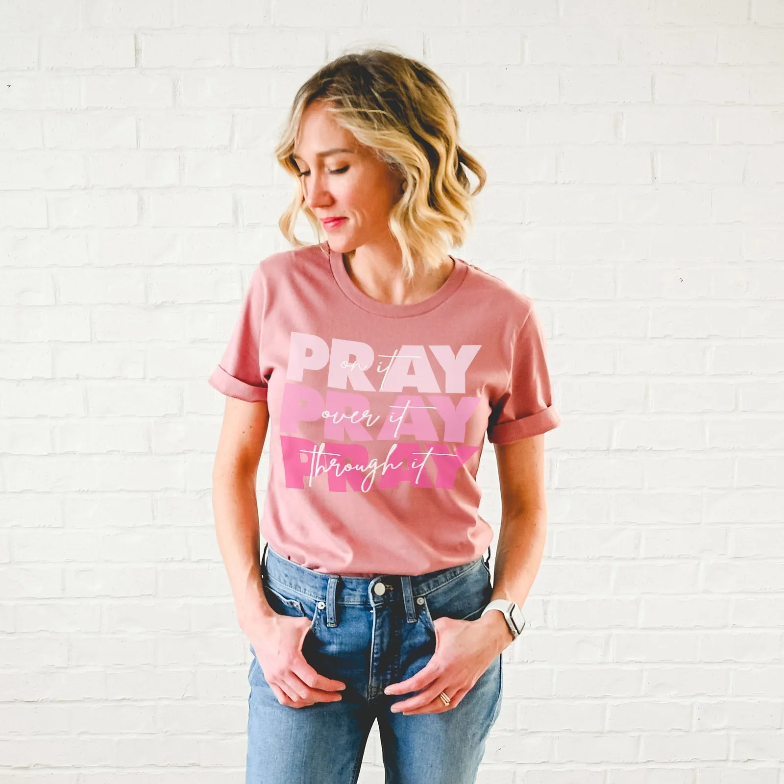 Pray On It Tee - Pink