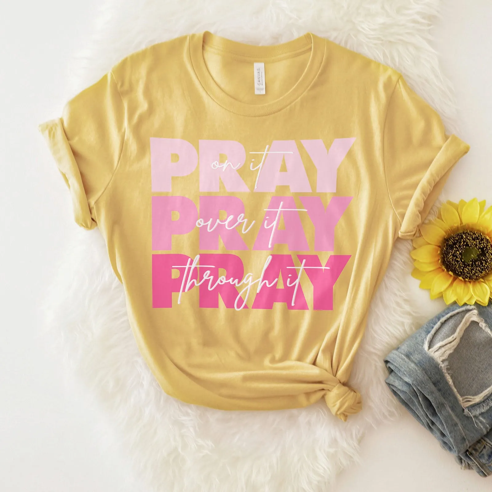 Pray On It Tee - Pink