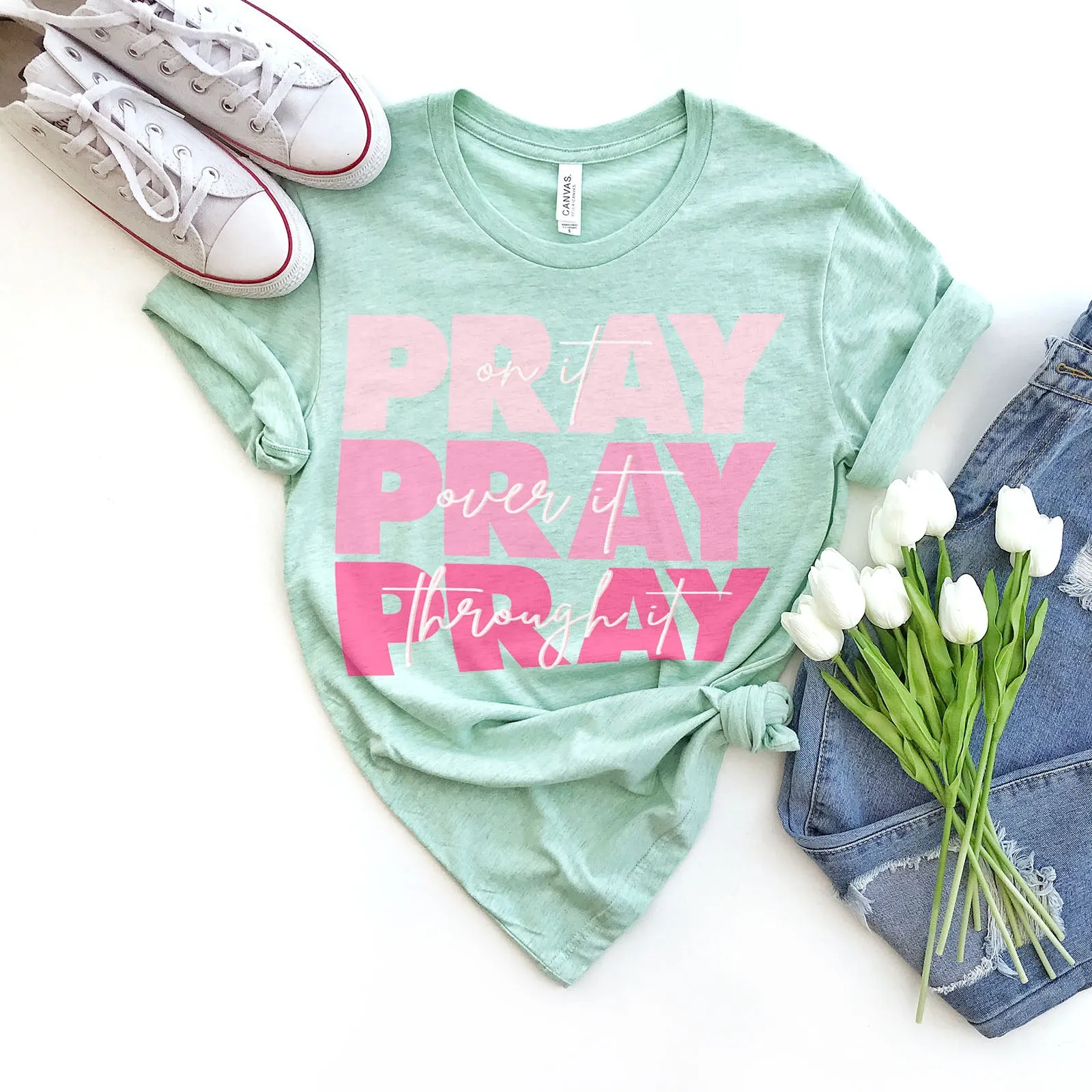 Pray On It Tee - Pink