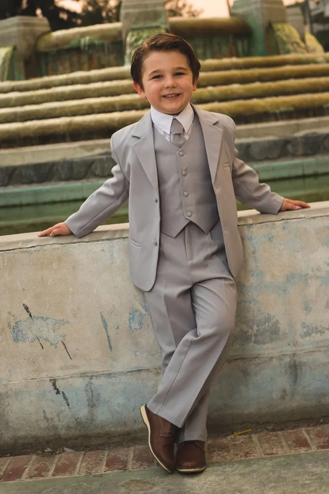 "Mason" Kids Light Grey Suit (5-Piece Set)