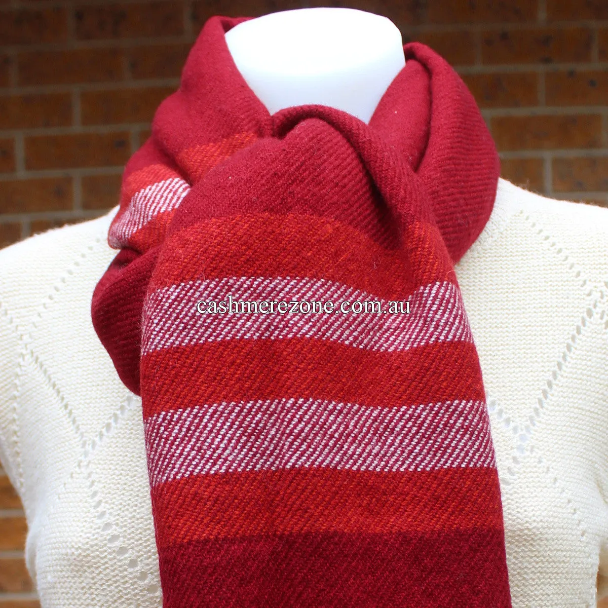 Red Check Cashmere Shawl Scarf