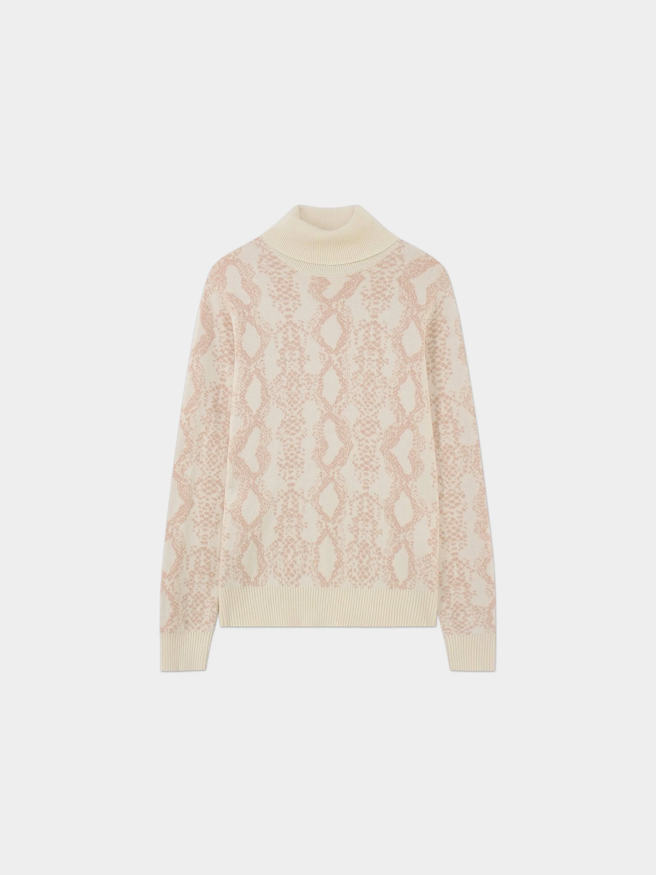 Reptile Print Sweater-Cream/Peach