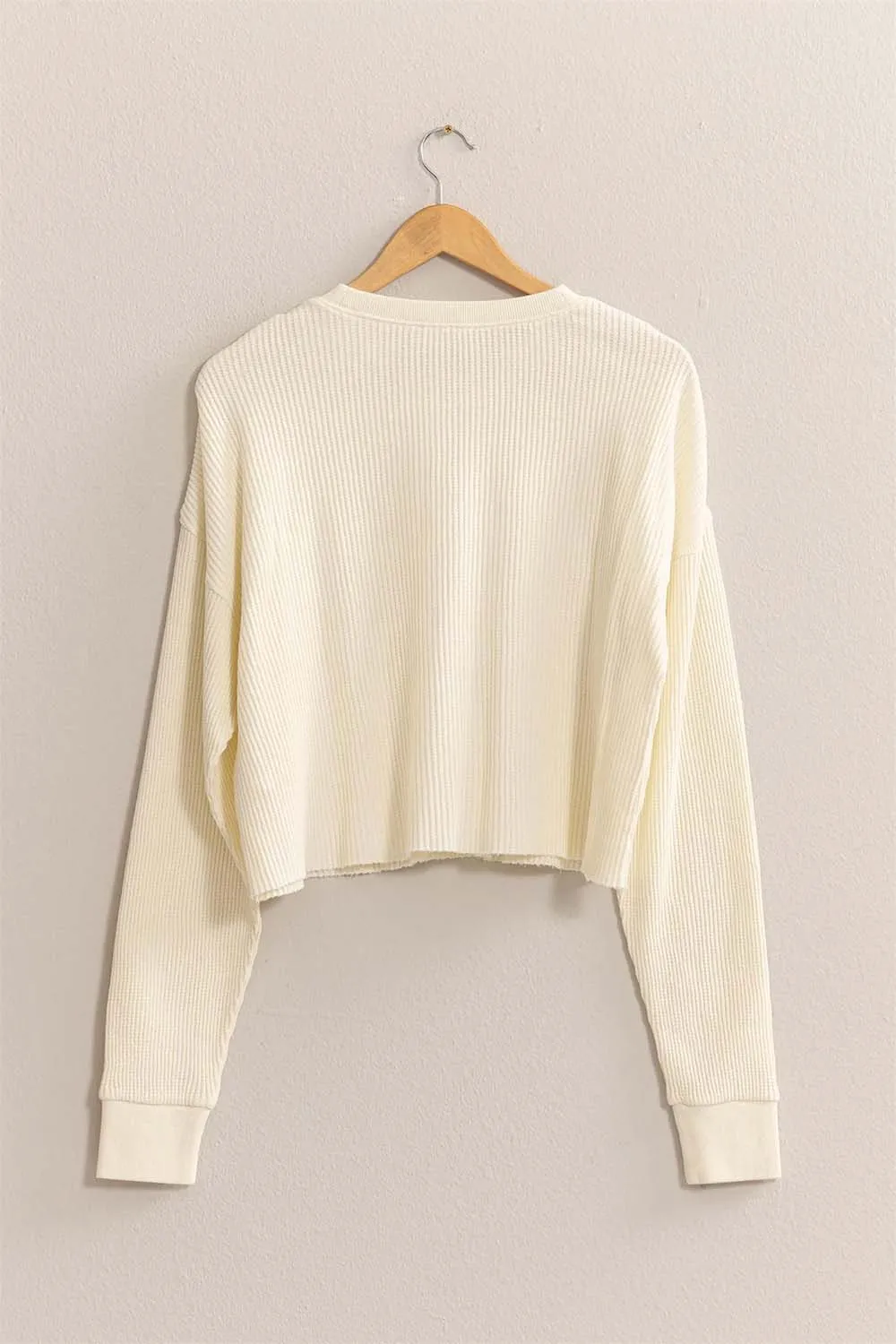 RIBBED LS CROP SWEATER