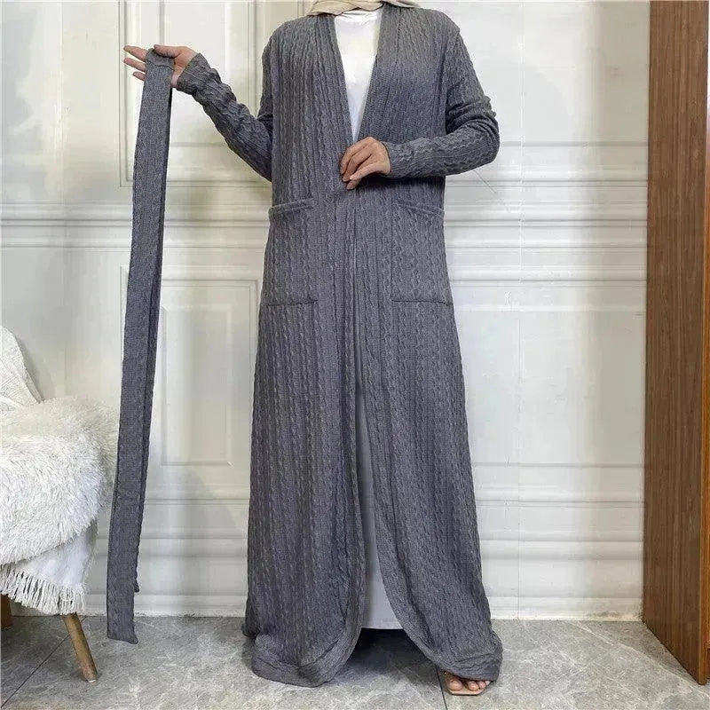 Round Edge Cardigan Sweater Arab  Long Jacket