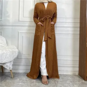 Round Edge Cardigan Sweater Arab  Long Jacket