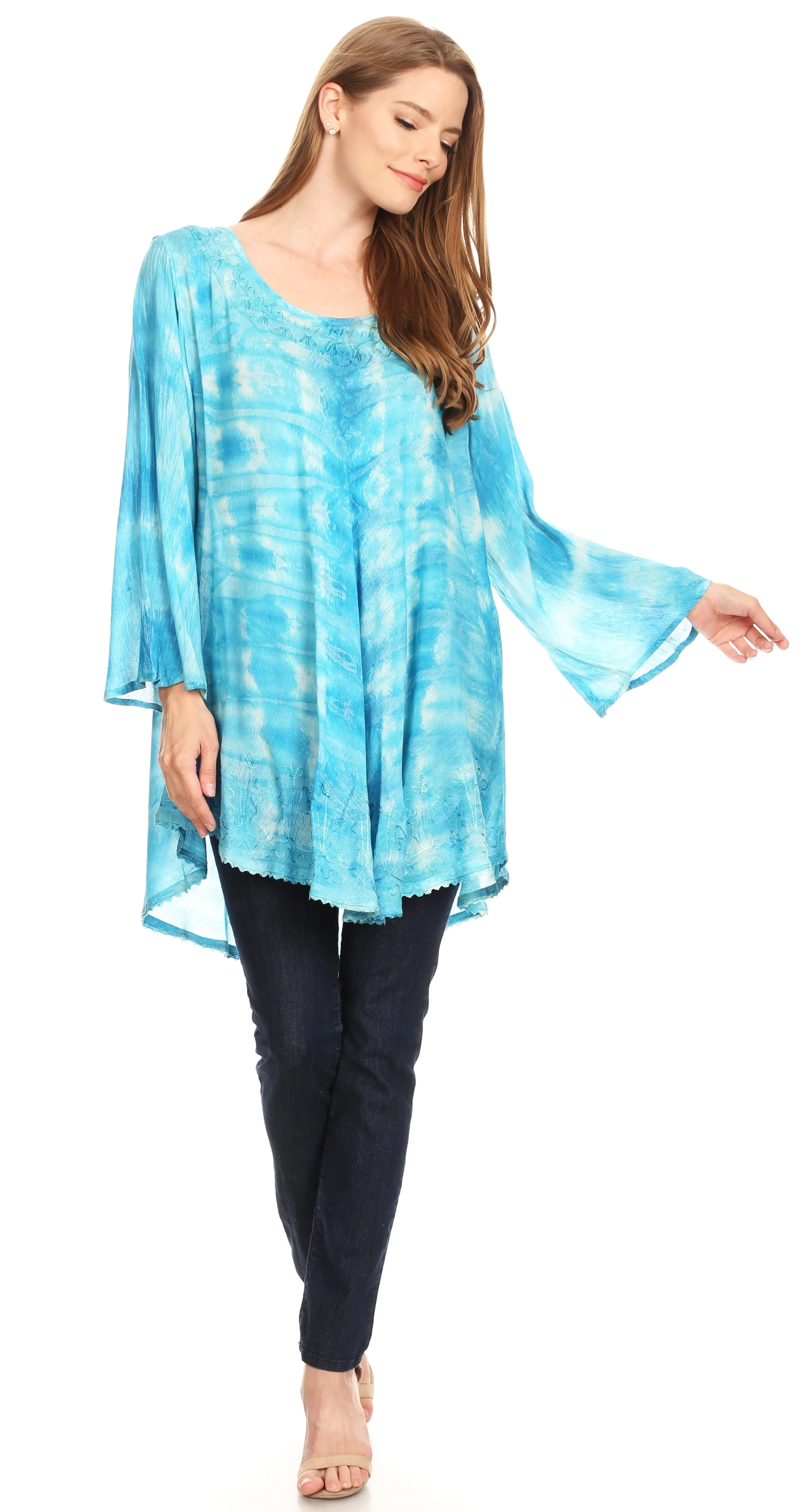 Sakkas Gilda Women's Summer Casual Short/ Long Sleeve Swing Dress Tunic Cover-up