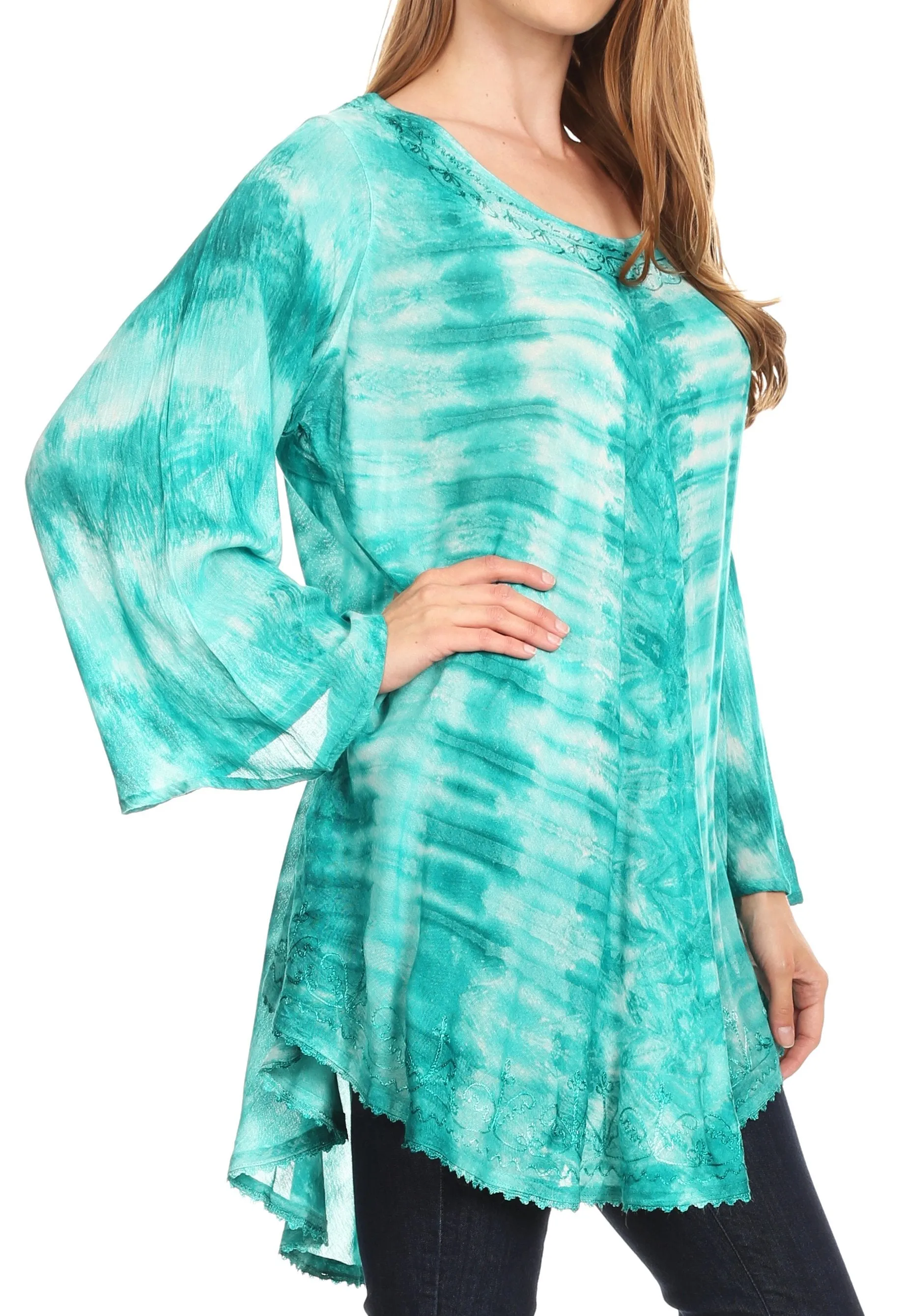 Sakkas Gilda Women's Summer Casual Short/ Long Sleeve Swing Dress Tunic Cover-up