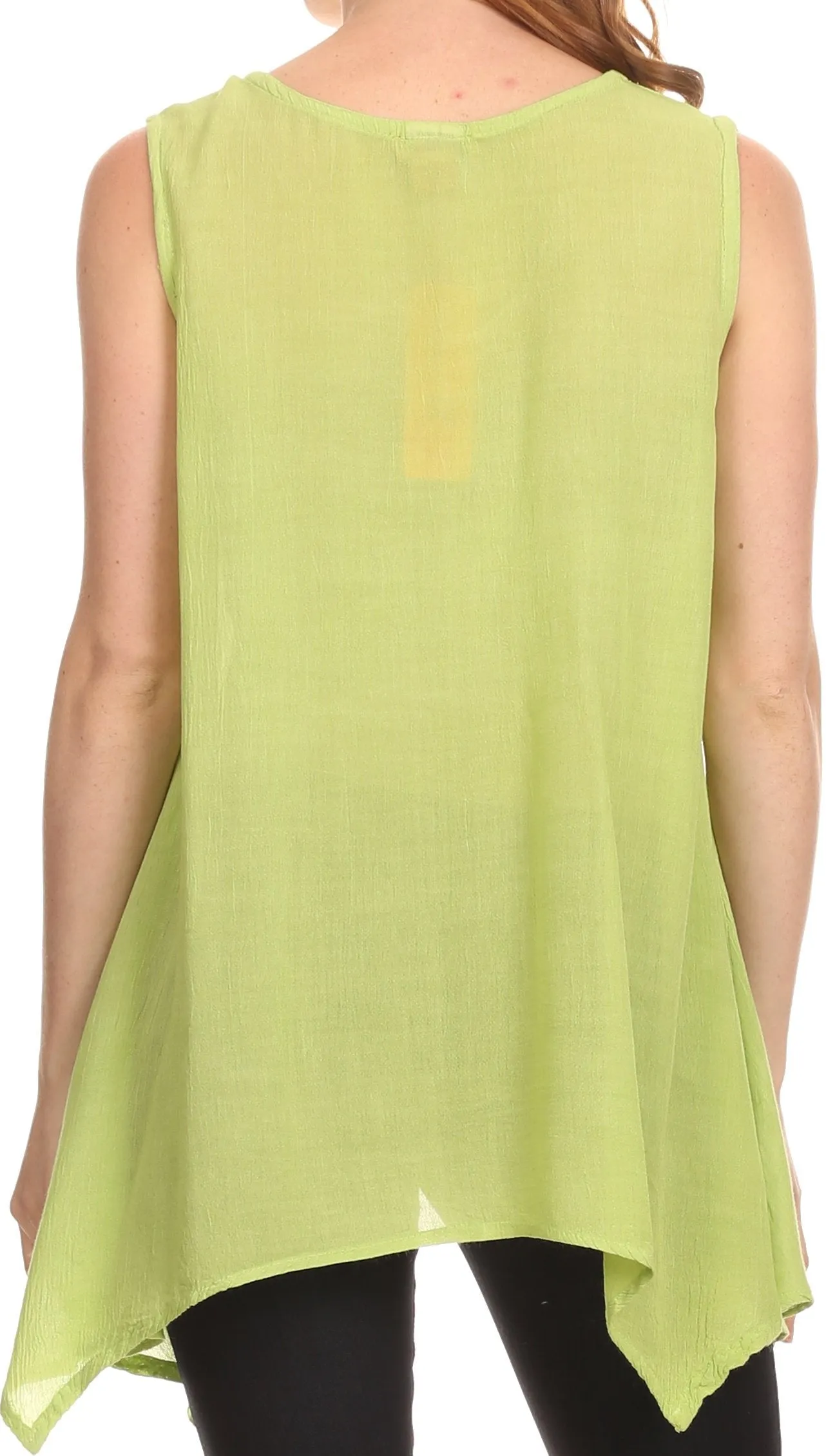 Sakkas Oprah Sleeveless Tank Side Tail Blouse Shirt Top With Two Front Pockets