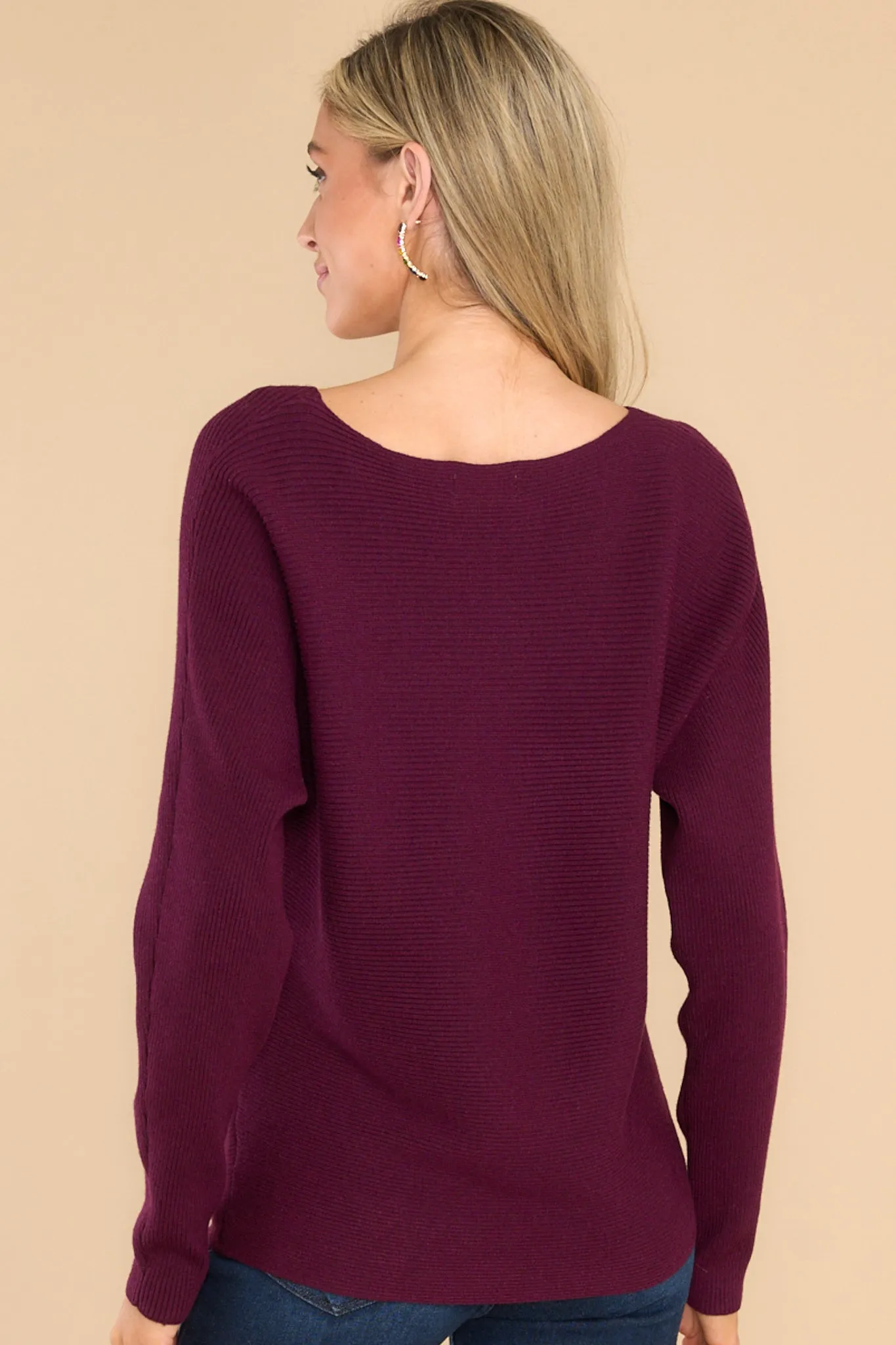 Same Old Song Dark Purple Ribbed Sweater