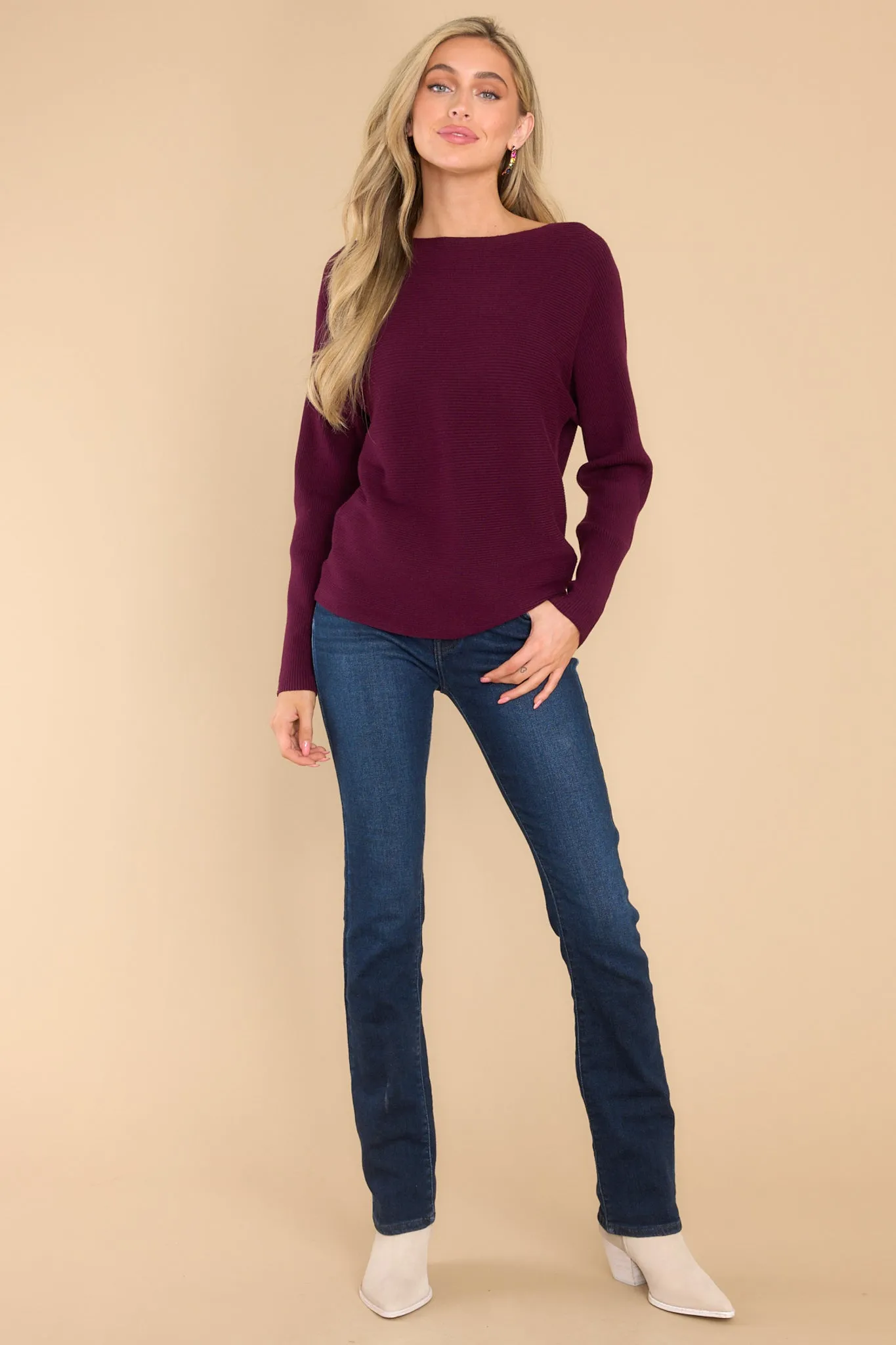 Same Old Song Dark Purple Ribbed Sweater