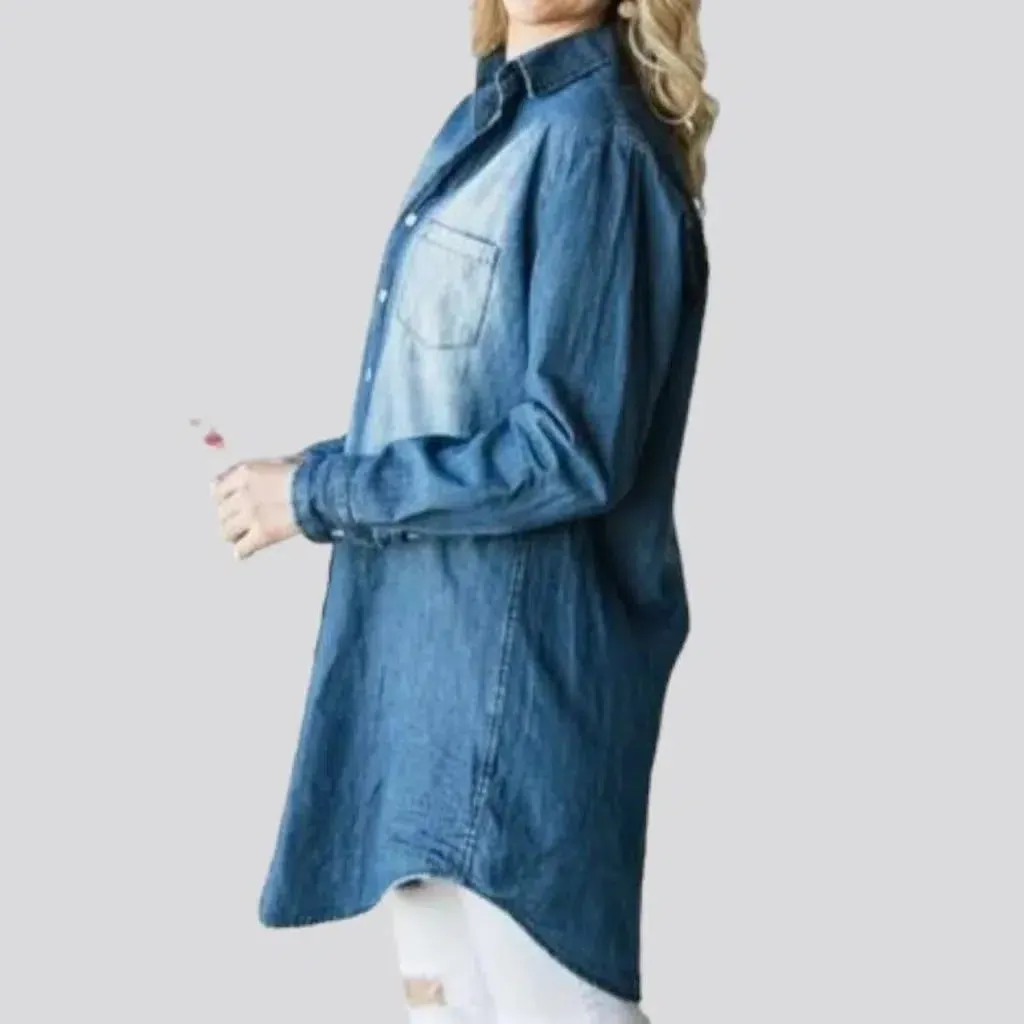 Sanded loose denim jacket
 for women