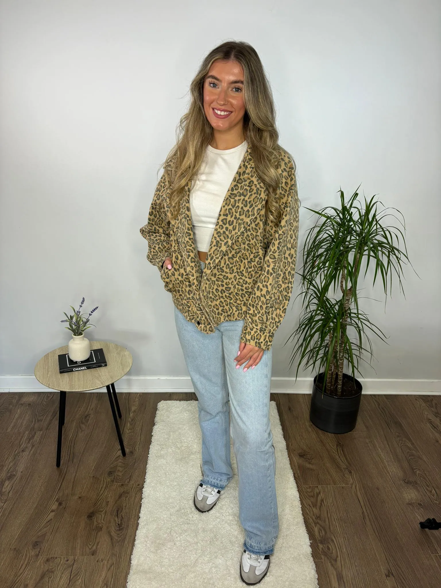 Savannah Leopard Print Denim Jacket