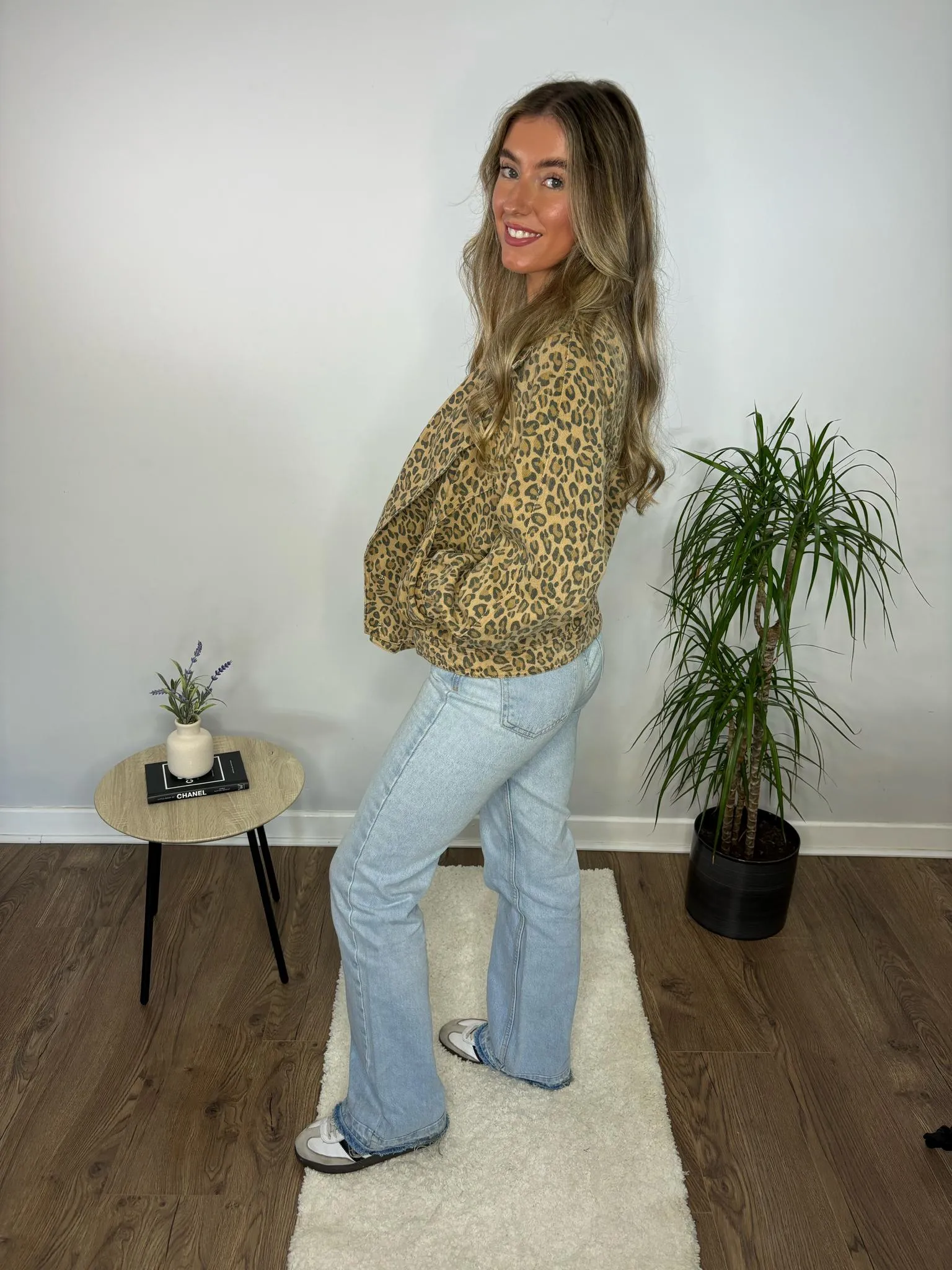 Savannah Leopard Print Denim Jacket