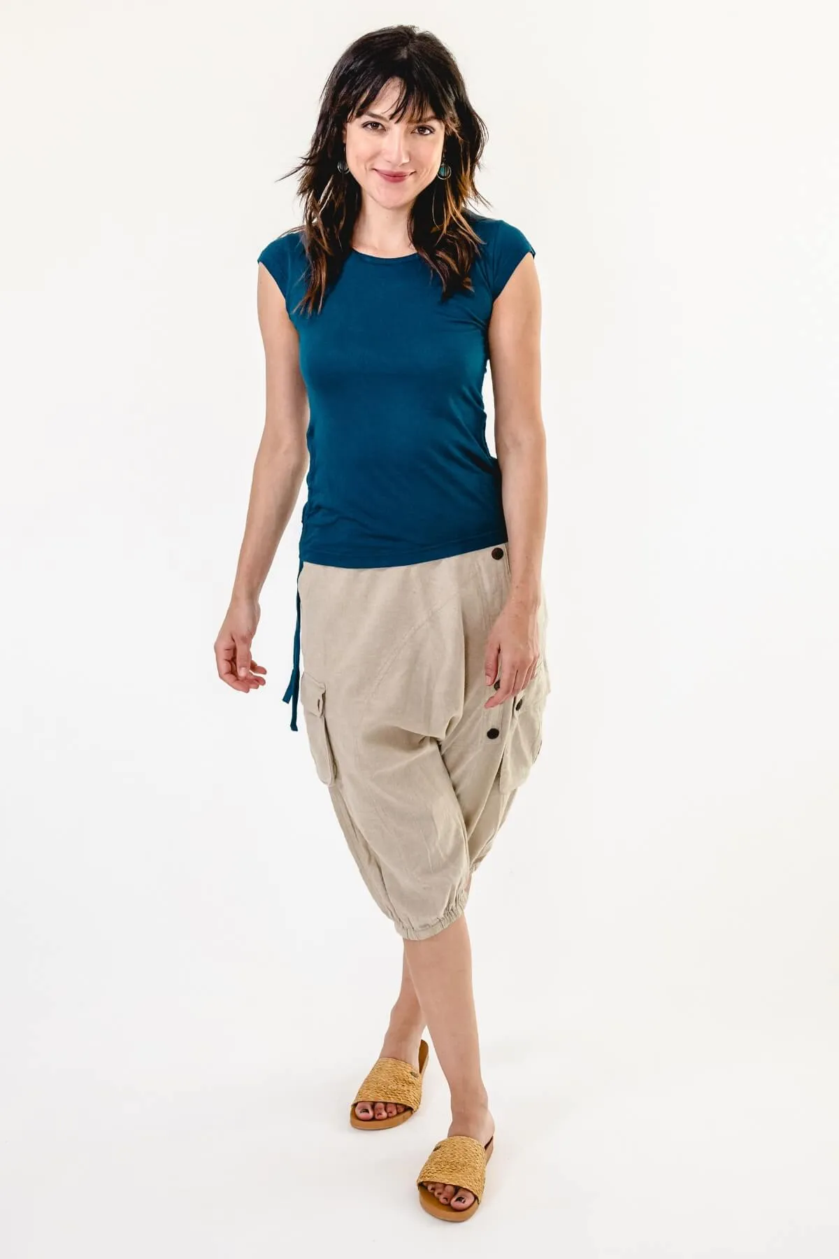 Short Drop Crotch Pants - Oatmeal