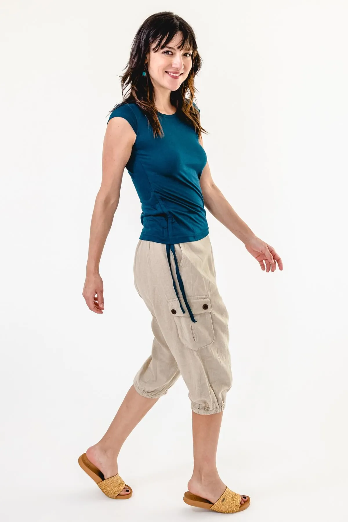 Short Drop Crotch Pants - Oatmeal