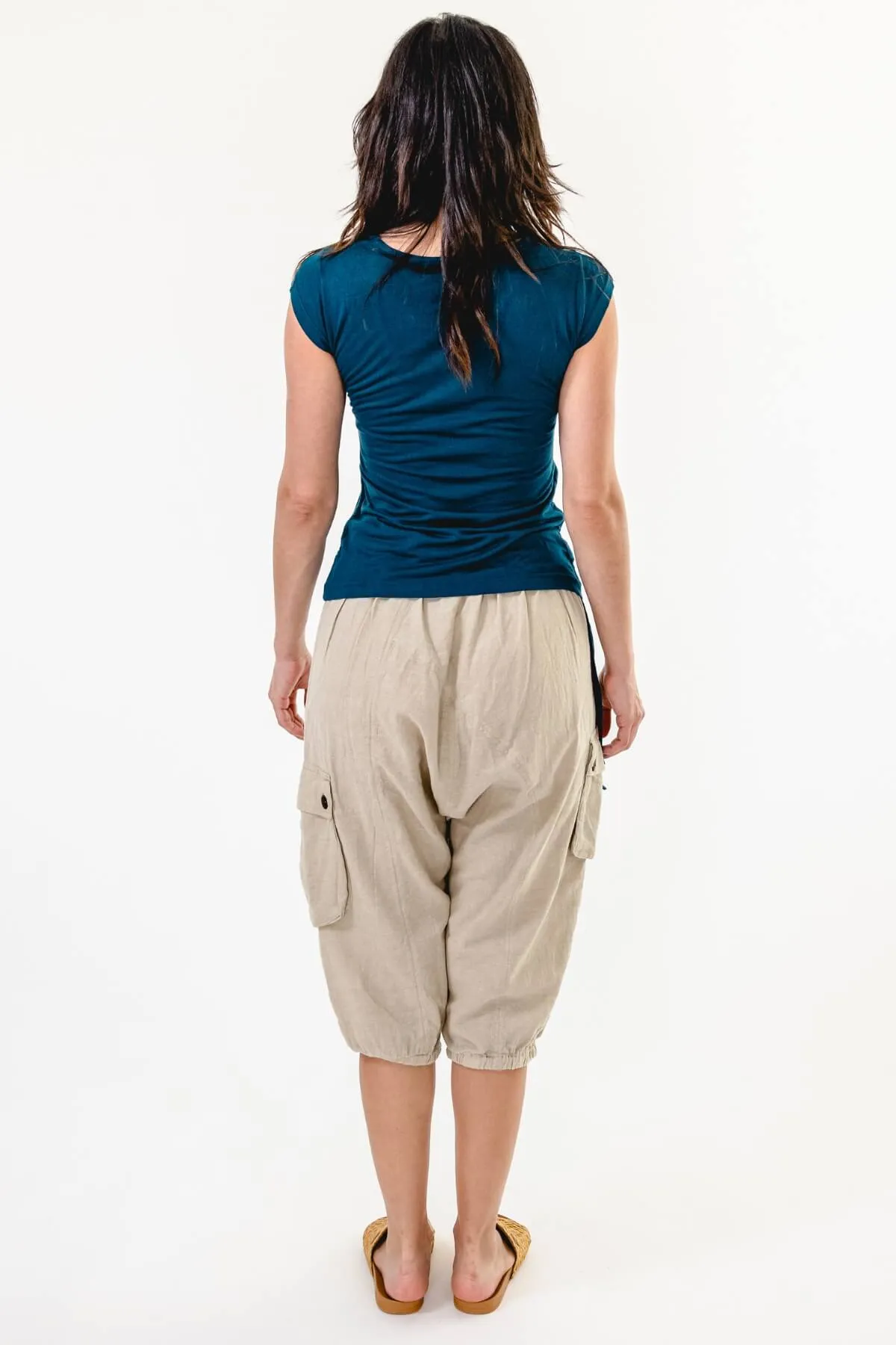 Short Drop Crotch Pants - Oatmeal