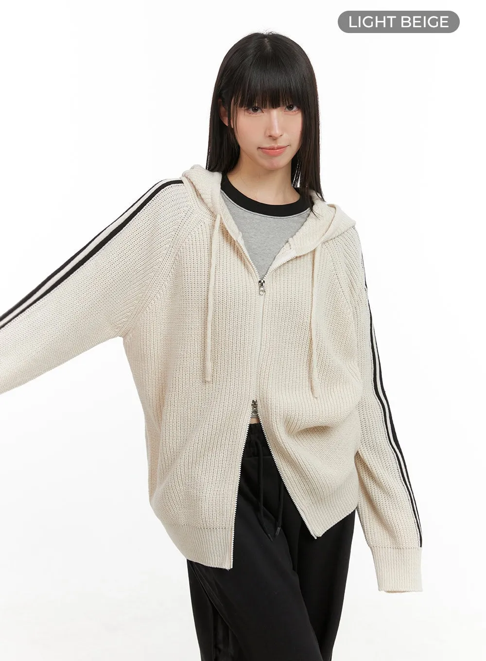 Side Stripe Knit Sweater Jacket CG420