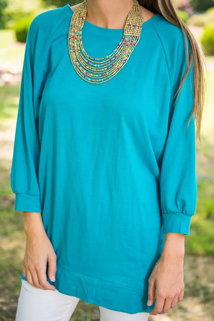 Slouchy Dolman Sea Blue Tunic