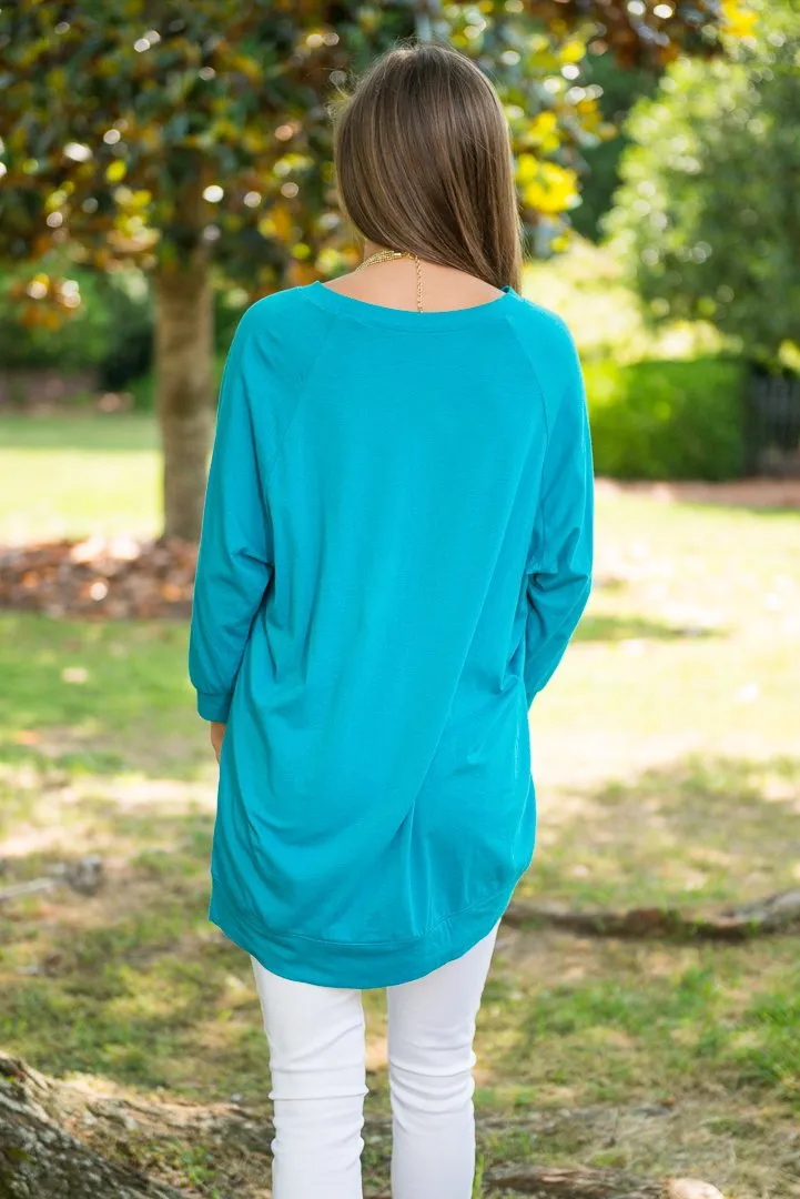 Slouchy Dolman Sea Blue Tunic