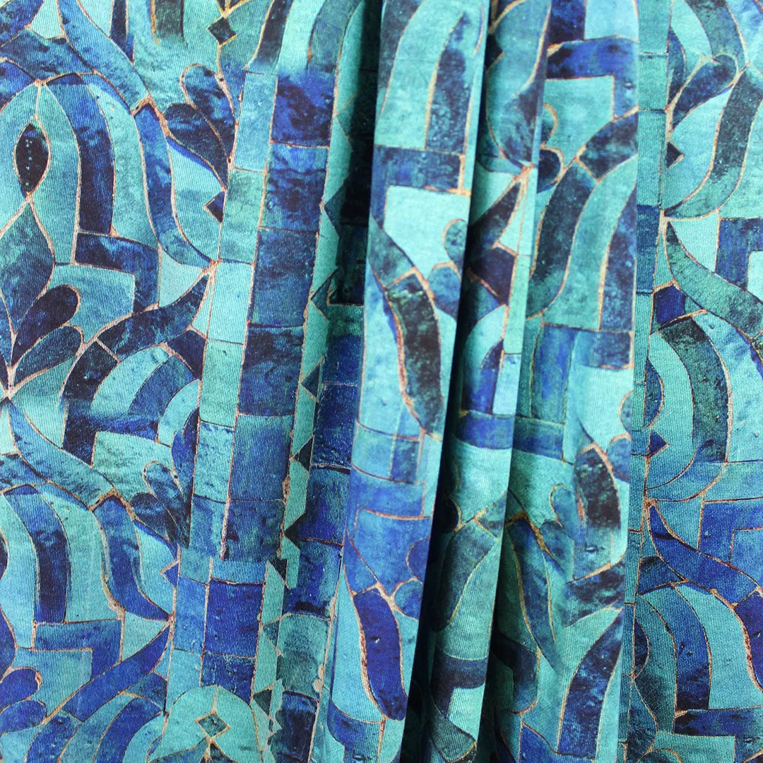 'stonework' drapey viscose blend doubleknit, Oeko-Tex cert.- teal