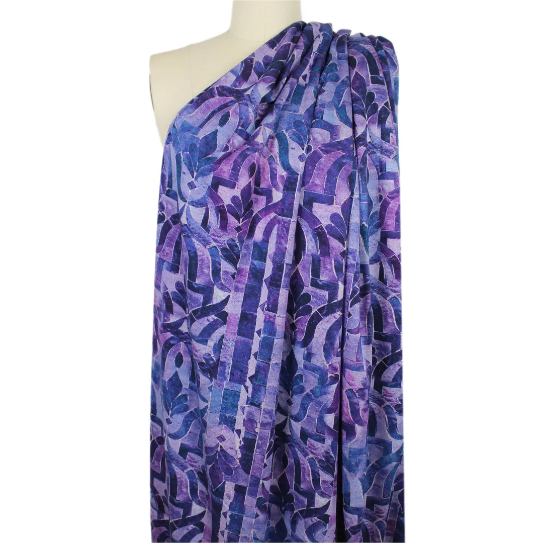 'stonework' drapey viscose blend doubleknit, Oeko-Tex cert.- violet