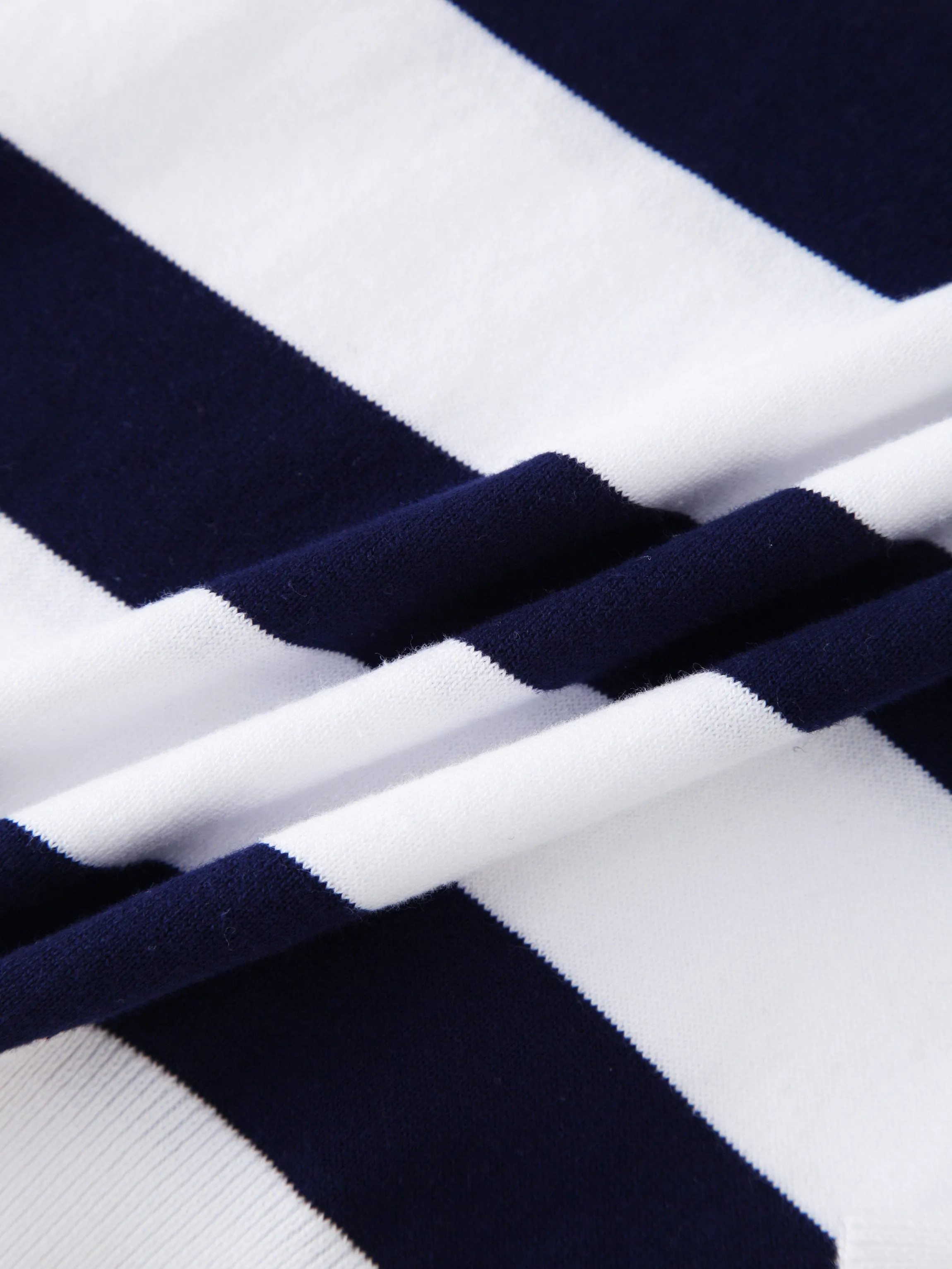 Striped Cotton Sweater-Navy