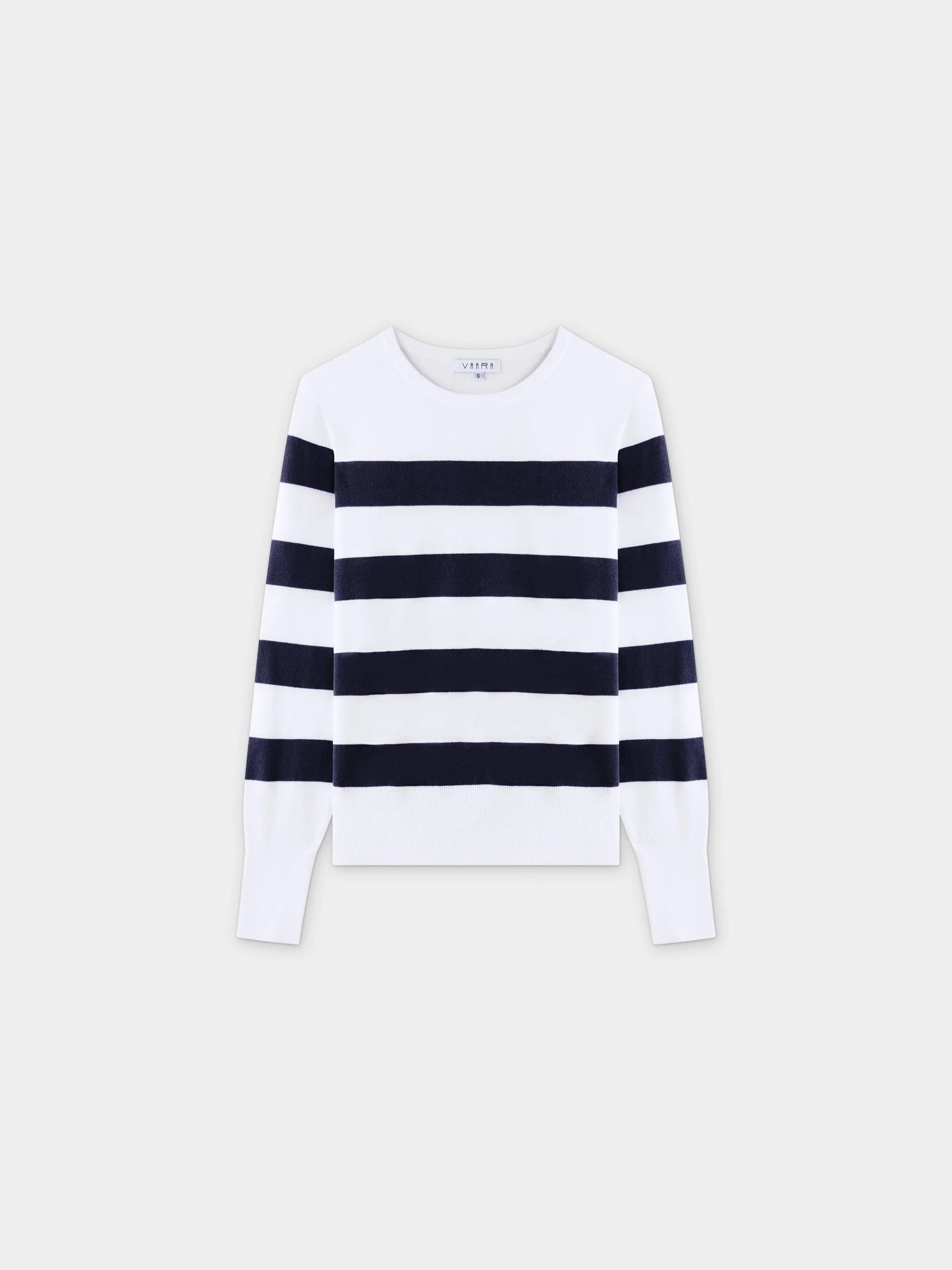 Striped Cotton Sweater-Navy