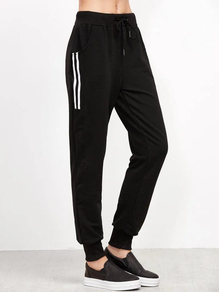 Striped Side Drawstring Pants