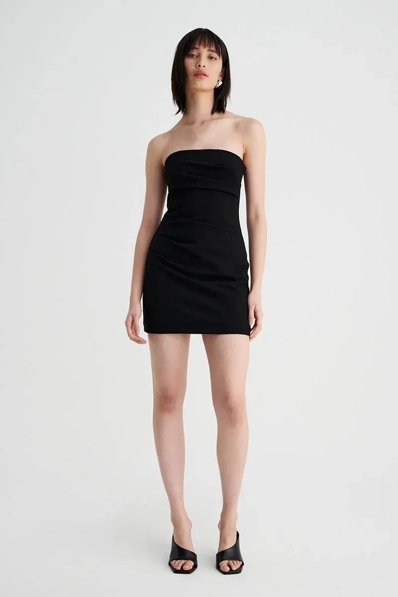 SUBOO STELLA STRAPLESS MINI DRESS IN BLACK