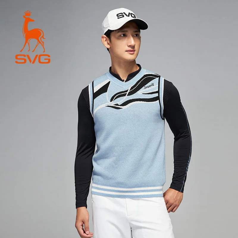 SVG Golf Men's V-Neck Knit Sweater Vest Top