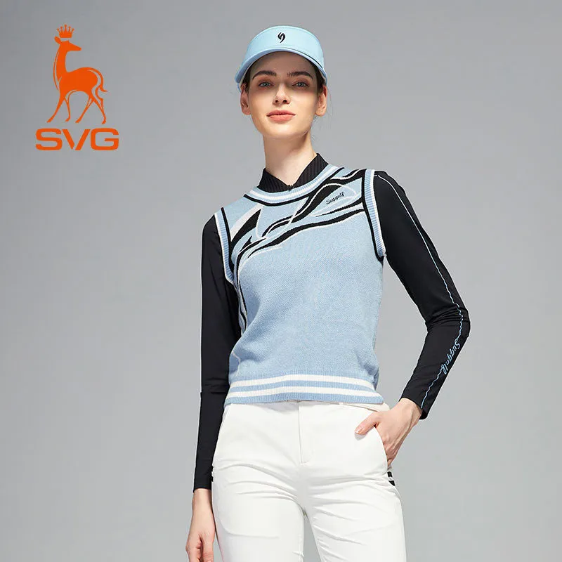 SVG Golf Women's Round Neck Knit Sweater Vest Top