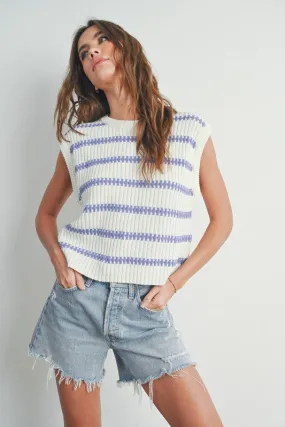 Sweater Tank Top Ivory/Lavender